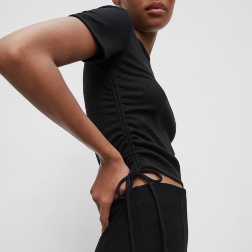 Zara Ruched Ribbed Top